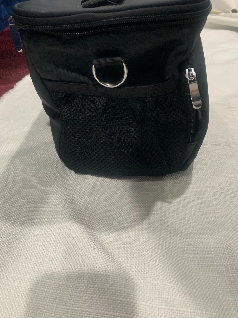 Black Insulated Lunch Bag / Portable Travel Cooler Bag with Adjustable Shoulder
